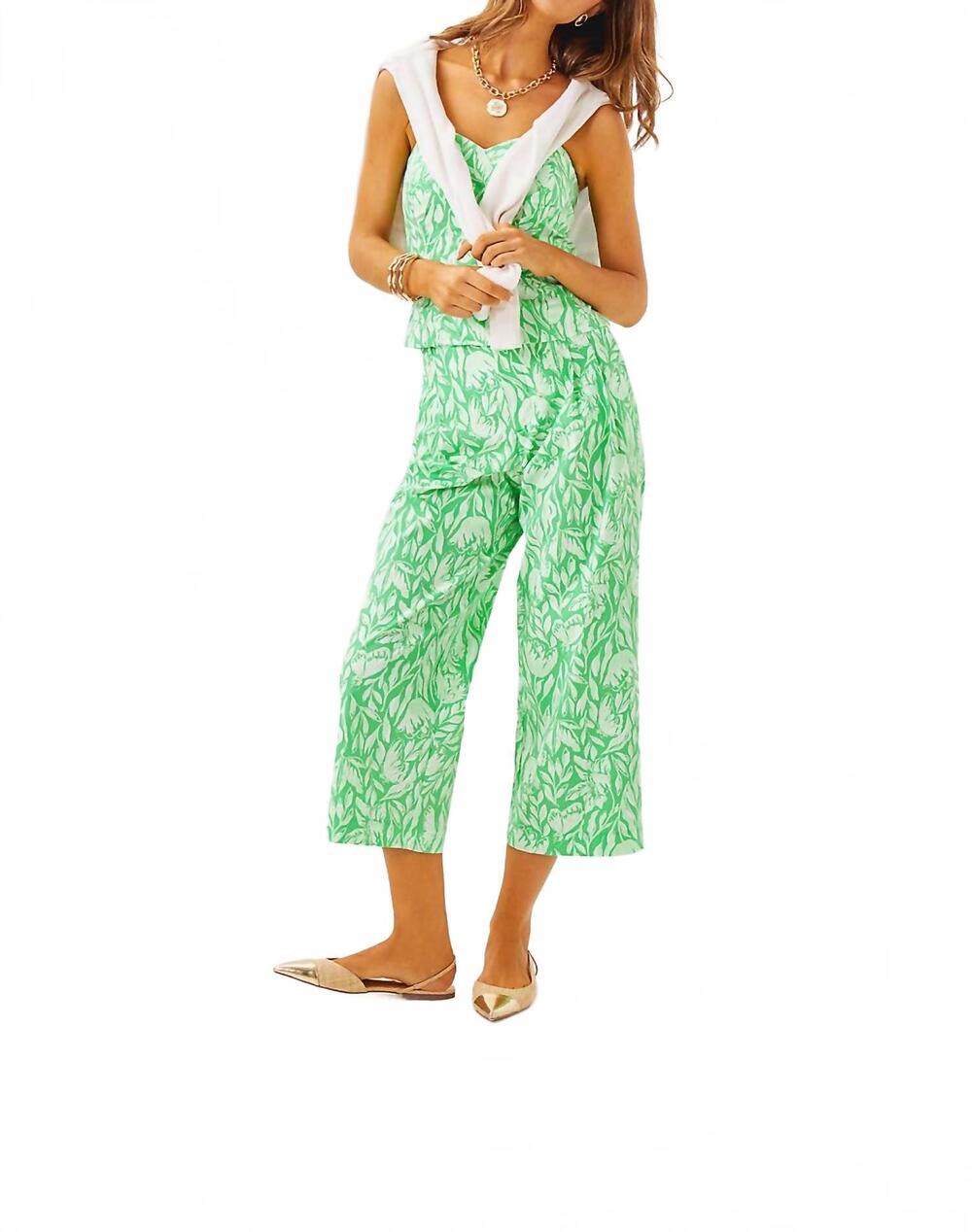 NEW LILLY PULITZER kylo strapless bustier top in fauna green tulip to tango - Picture 4 of 5